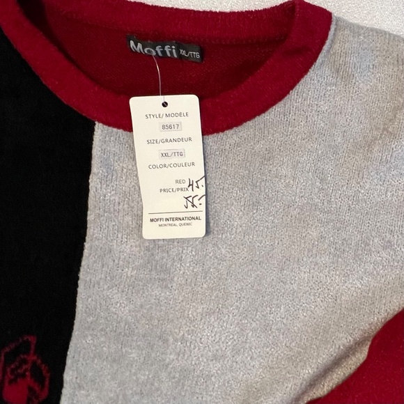 NWT Moffi Chenille Colour Block Leaf Art Cozy Crewneck Sweater Size XXL - Picture 5 of 12